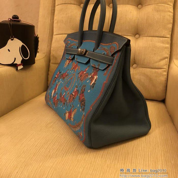 HERMES愛馬仕 Birkin鉑金包 頂級蕾絲拼接皮 Togo彩繪 完美手工 時尚手提包  Ama1042